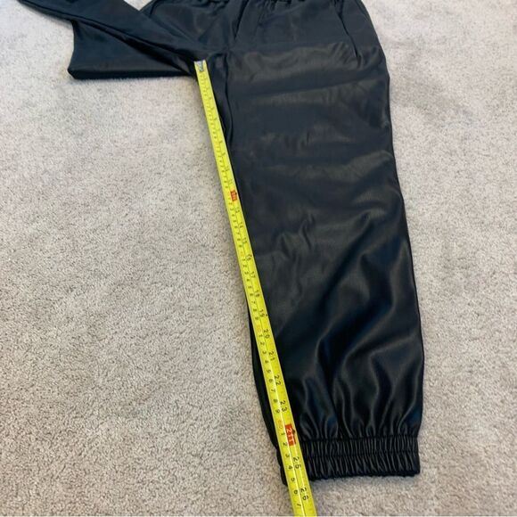 Zara black faux leather vegan joggers pull on Sz M NWT - Picture 11 of 13